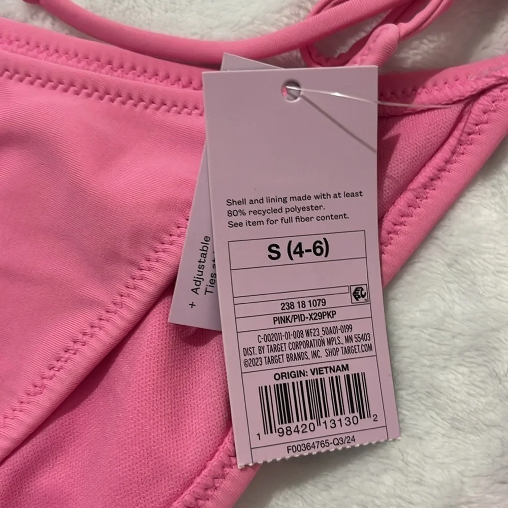 New Wild fable Women’s Bikini Bottoms Strong Tie Pink Cheeky Size Small NWT